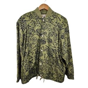 VTG Kriss Kross Womens Size Small 100% Silk‎ Bomber Jacket Green Black